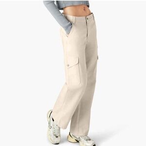 NWT Dickies Women’s  Wide Leg Woven Duck Cargo Pants Ivory 32x32